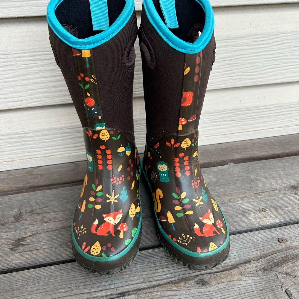 Kids Rain & Snow Boots with Forest Animal Print